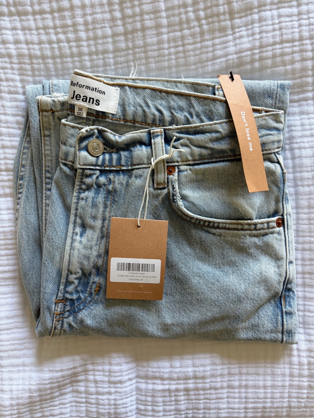 NWT Reformation Bobbi Boyfriend Jeans - Light Blue - Picture 4 of 6